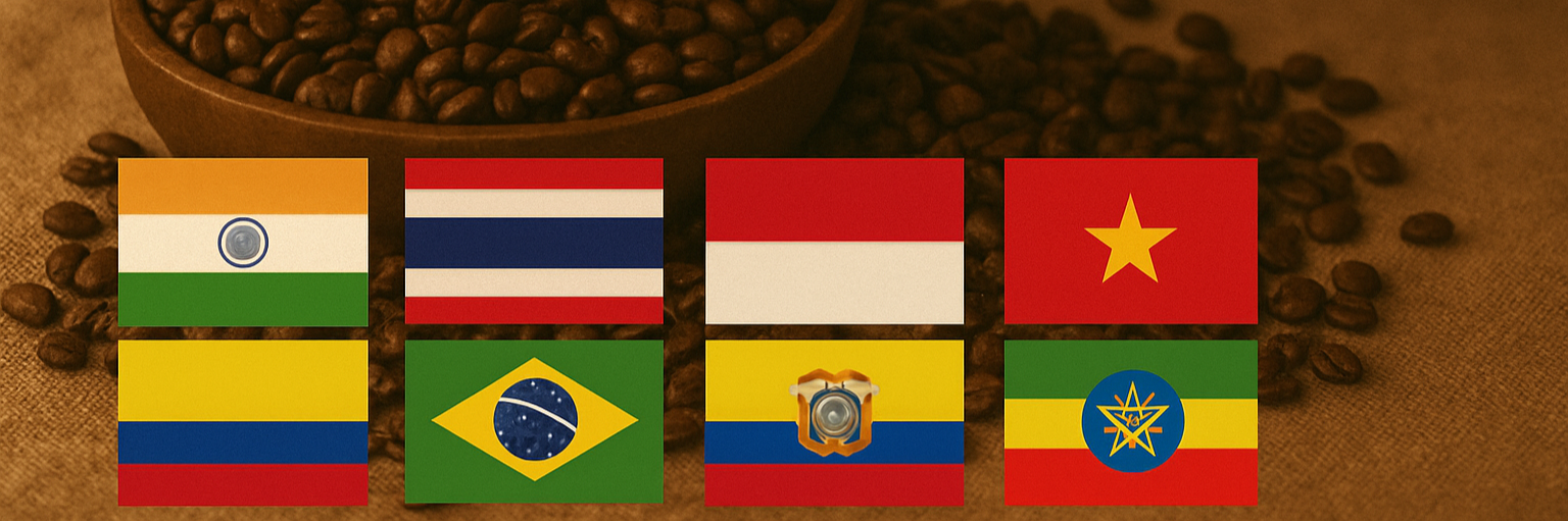 flags of india, ecuador, vietnam, thailand, ethiopia, colombia