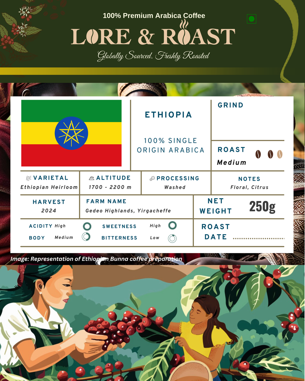Ethiopia | Yirgacheffe | Single Origin | 100% Arabica