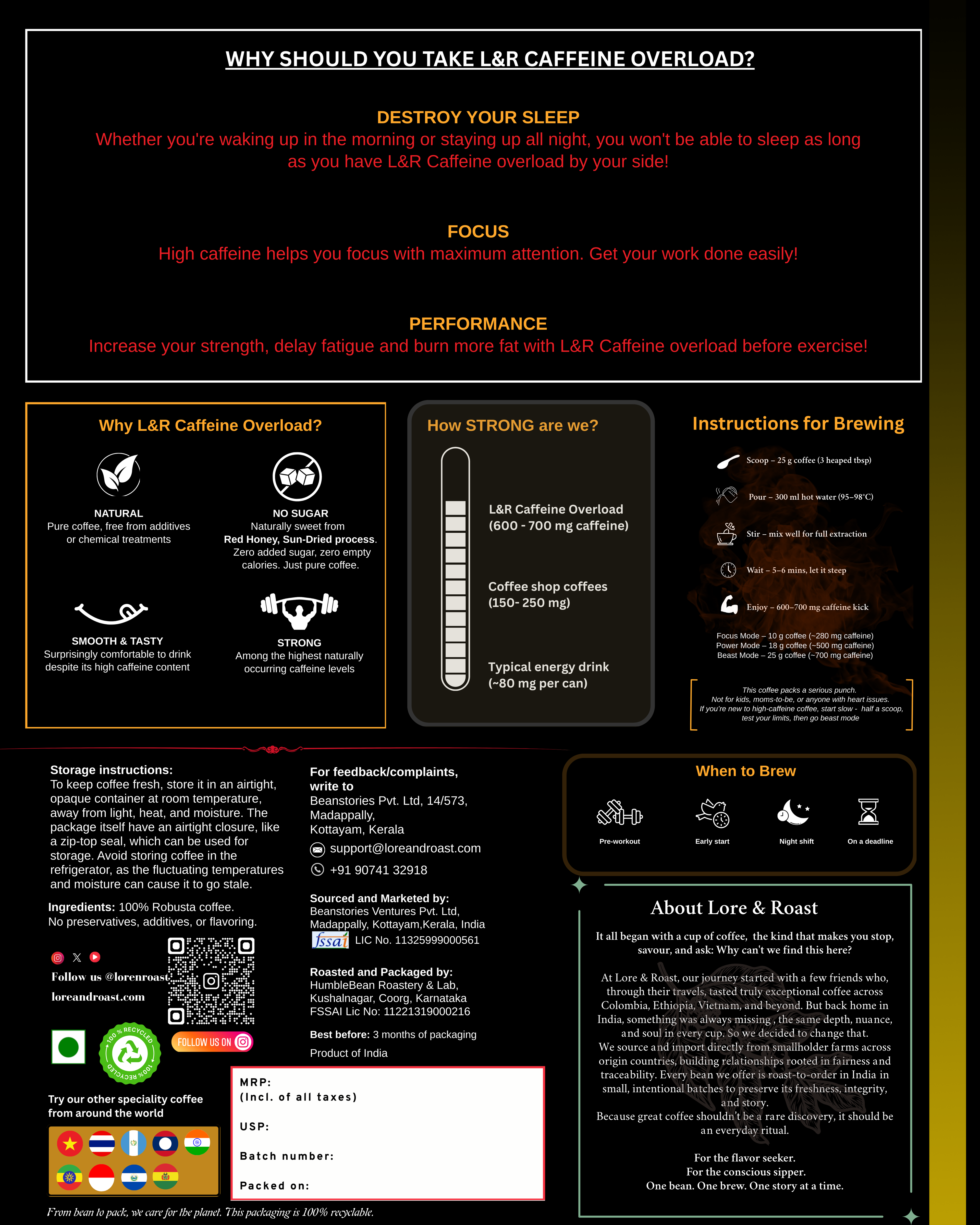 Caffeine Overload - High Caffeine 100 % Robusta