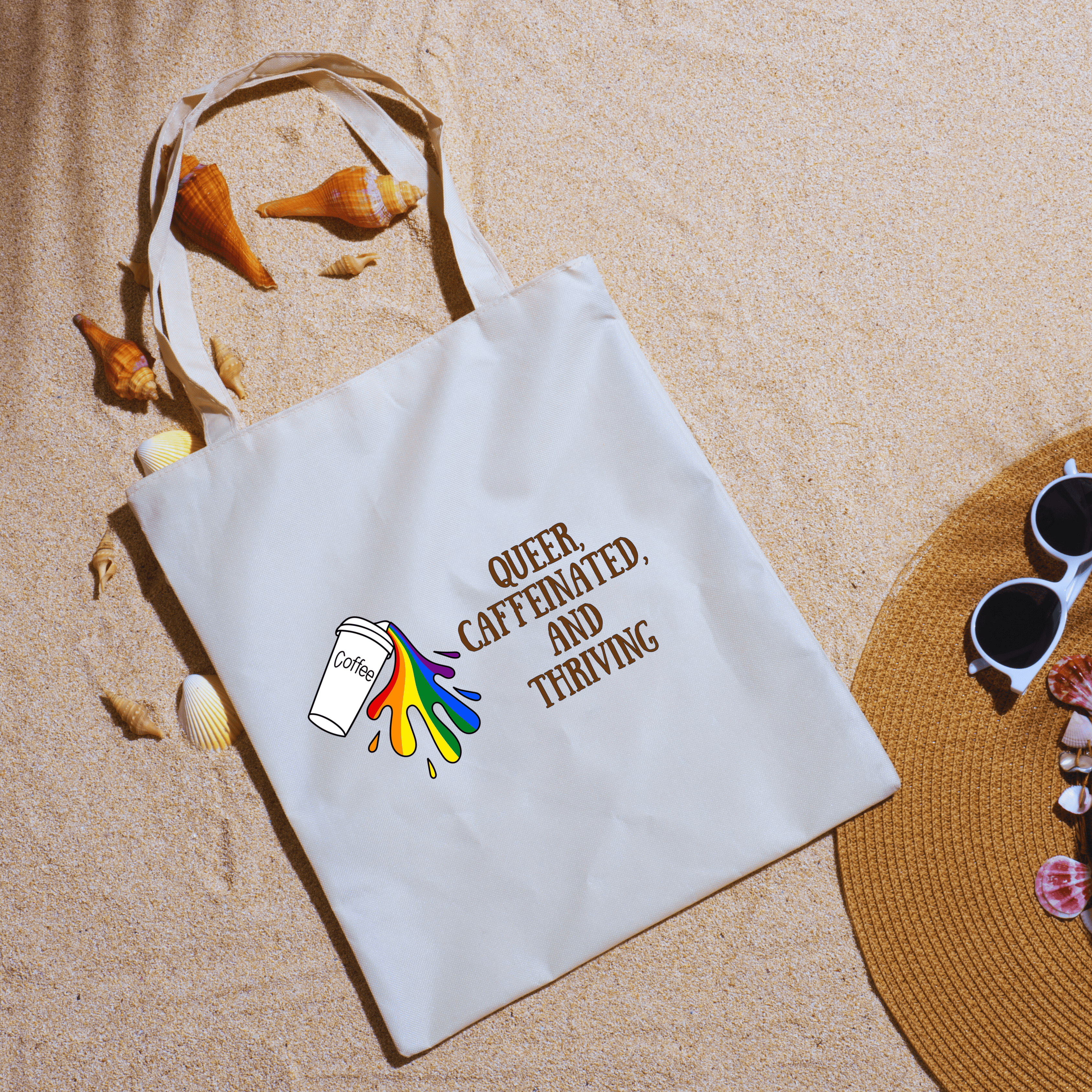 Queer, Caffeinated & Thriving – Pride Edition Small Tote