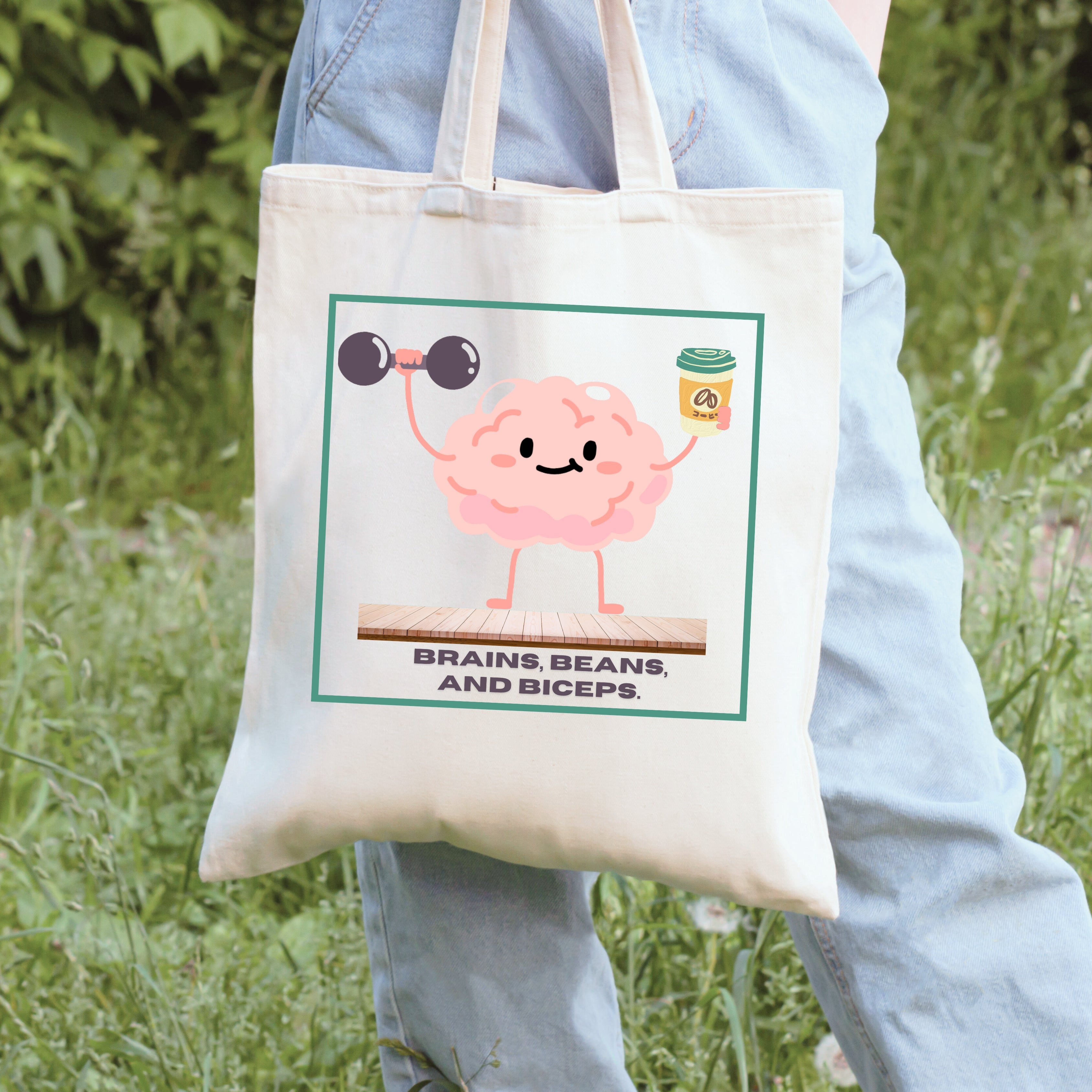 Beans. Brains. Biceps. Gym Small Tote