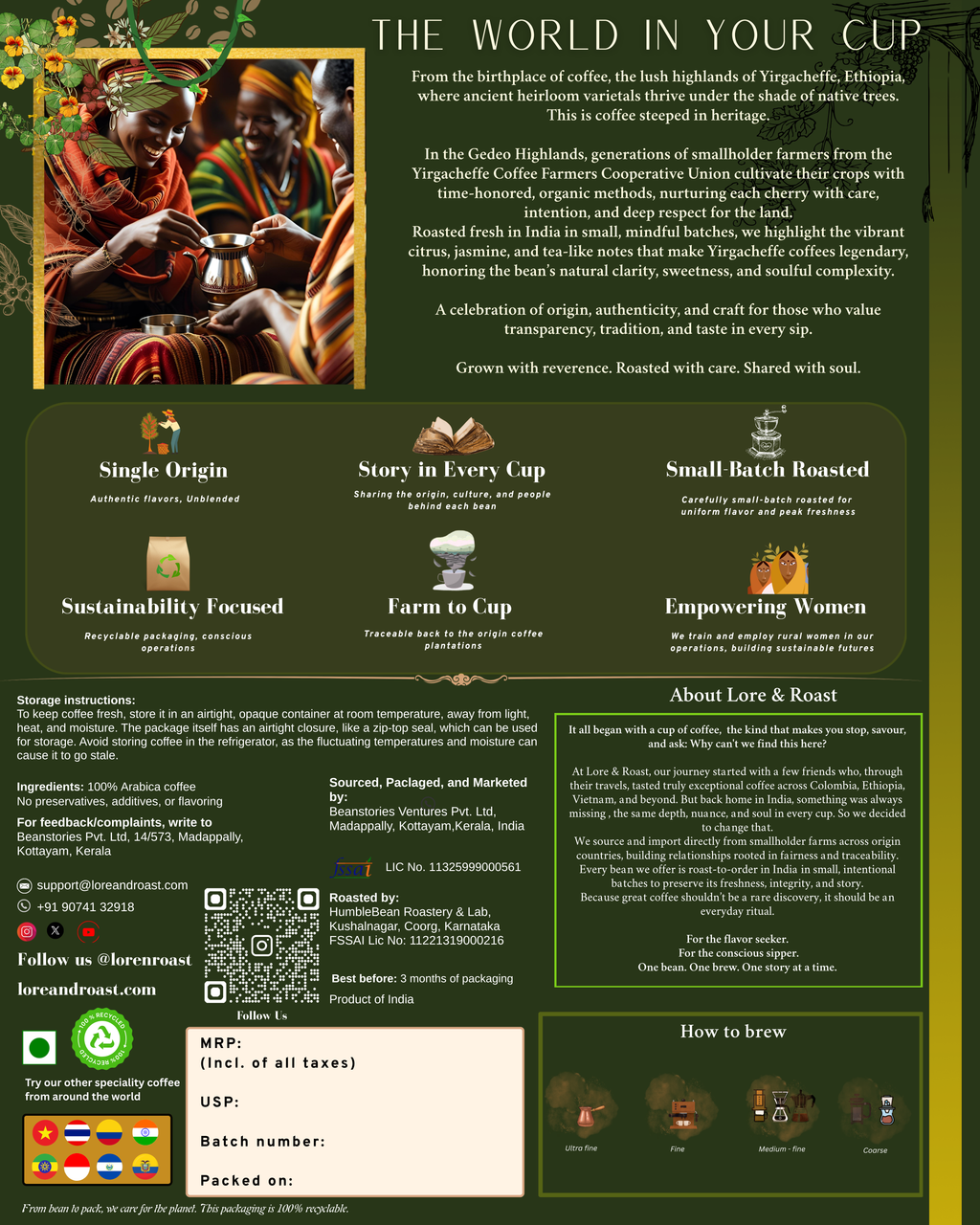 Ethiopia | Yirgacheffe | Single Origin | 100% Arabica