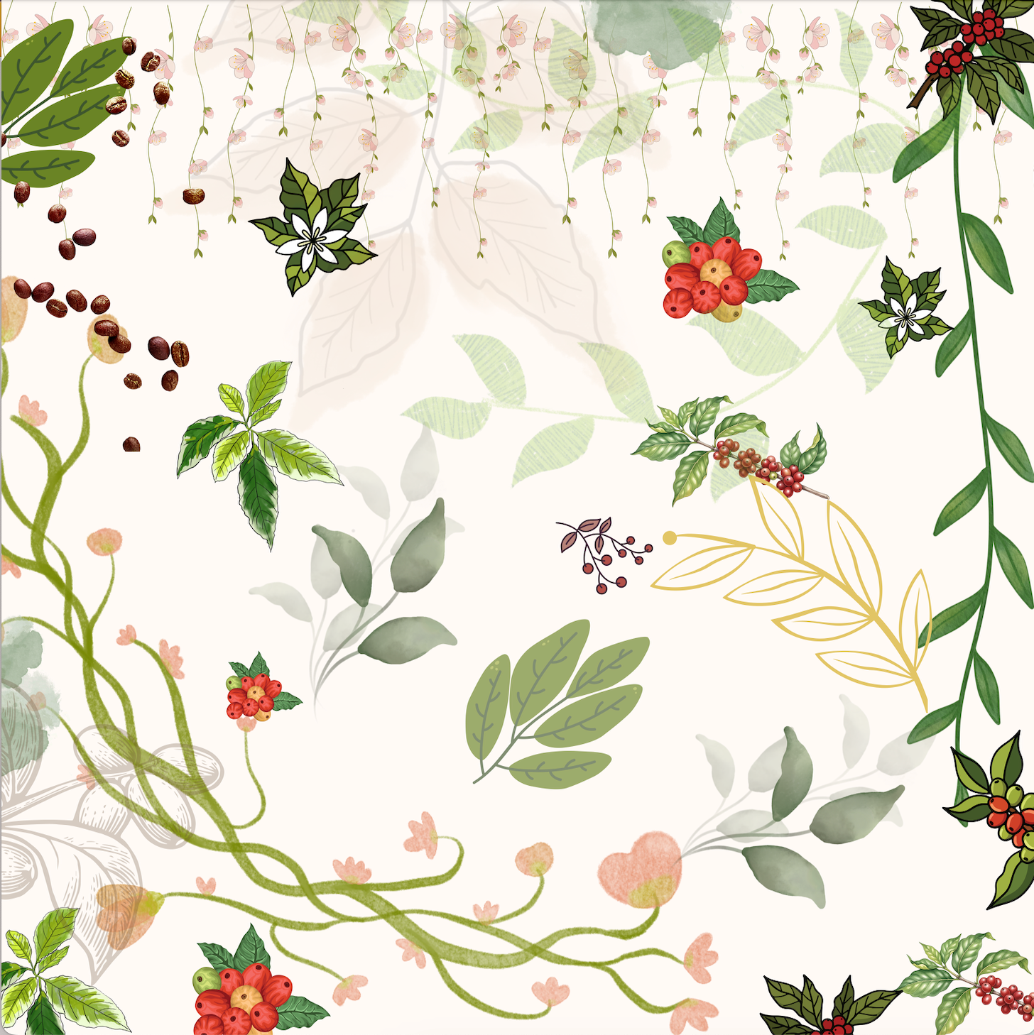 Botanical Coffee Bloom – All Over Print Tote Bag