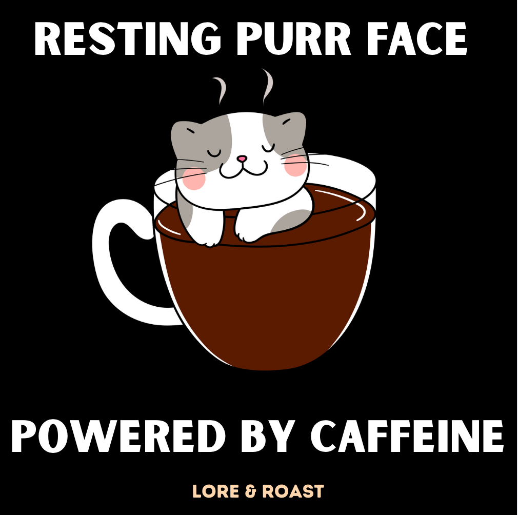 Resting Purr Face Powered by Caffeine Everyday Large Tote Bag